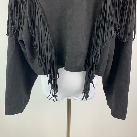 Shein Curve Black Fringe Faux Suede Jacket 4X - Picture 11 of 13